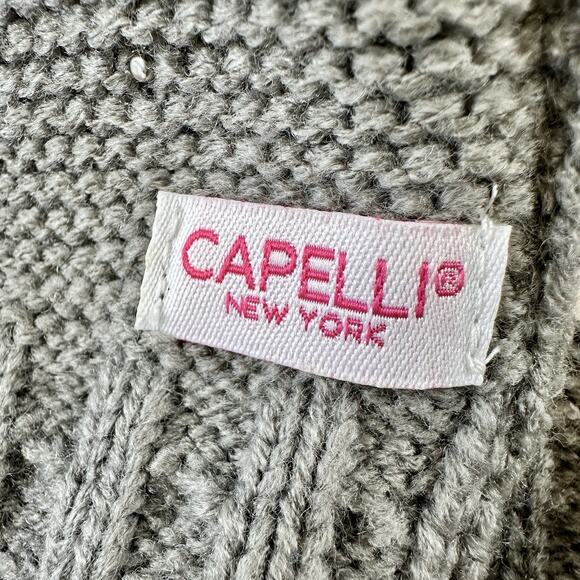 Capelli New York Gray Beanie Hat Pom Pom Pearl Rhinestone Embellished M/L - Picture 5 of 10